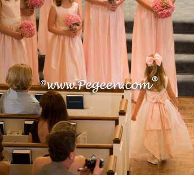 Pink and Ivory Silk flower girl dress of the year for 2009