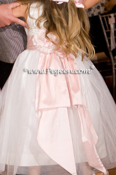 Pink and Ivory Silk flower girl dress of the year for 2009