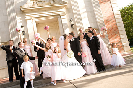 Pink and Ivory Silk flower girl dress of the year for 2009