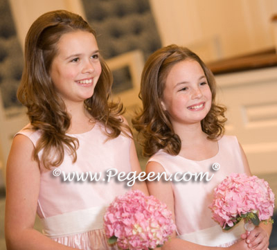 Pink and Ivory Silk flower girl dress of the year for 2009