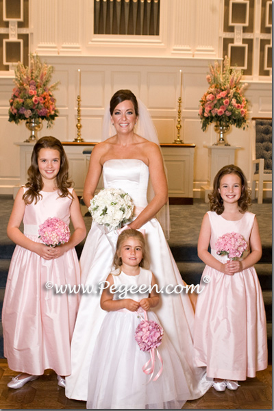 Pink and Ivory Silk flower girl dress of the year for 2009