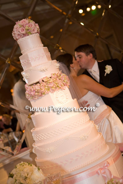 Pink and Ivory Silk flower girl dress of the year for 2009