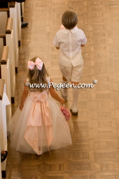 Pink and Ivory Silk flower girl dress of the year for 2009