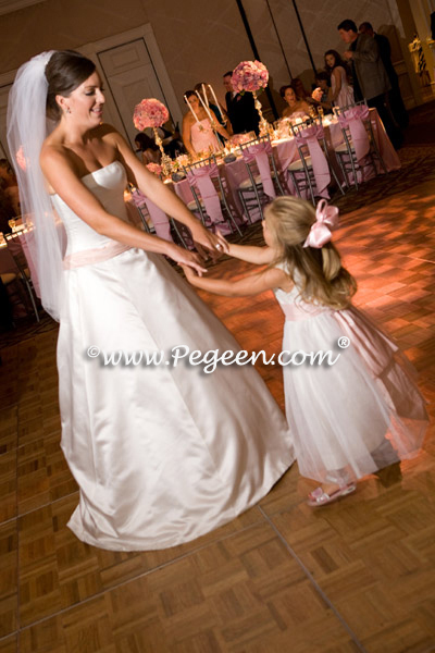 Pink and Ivory Silk flower girl dress of the year for 2009