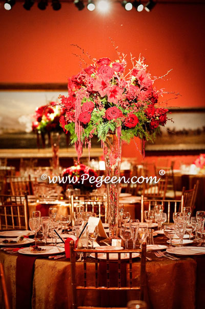 Red centerpieces at Pegeen's Wedding of the Year