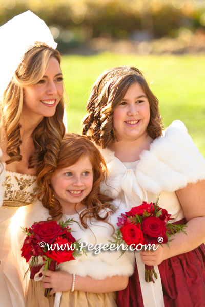 spun gold and claret red theme wedding and flowers