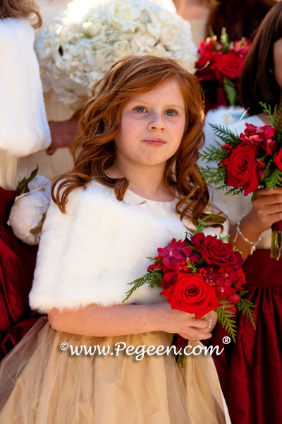 spun gold and claret red theme wedding and flowers