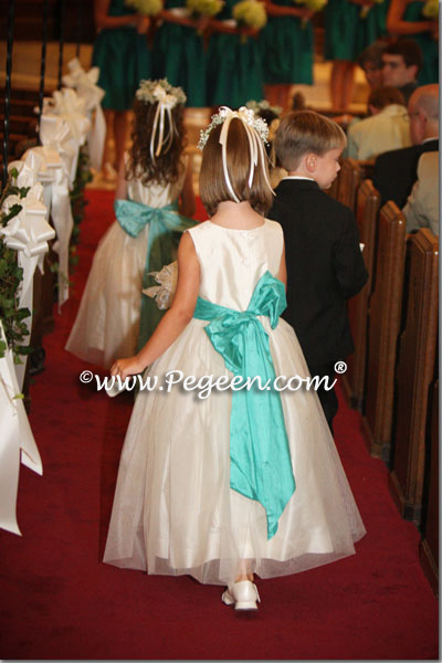 Pegeen aqua, tiffany blue and bisque creme or ivory tulle Wedding of the Year