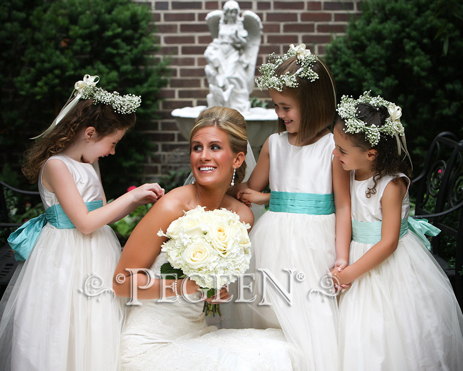 Pegeen aqua, tiffany blue and bisque creme or ivory tulle Wedding of the Year