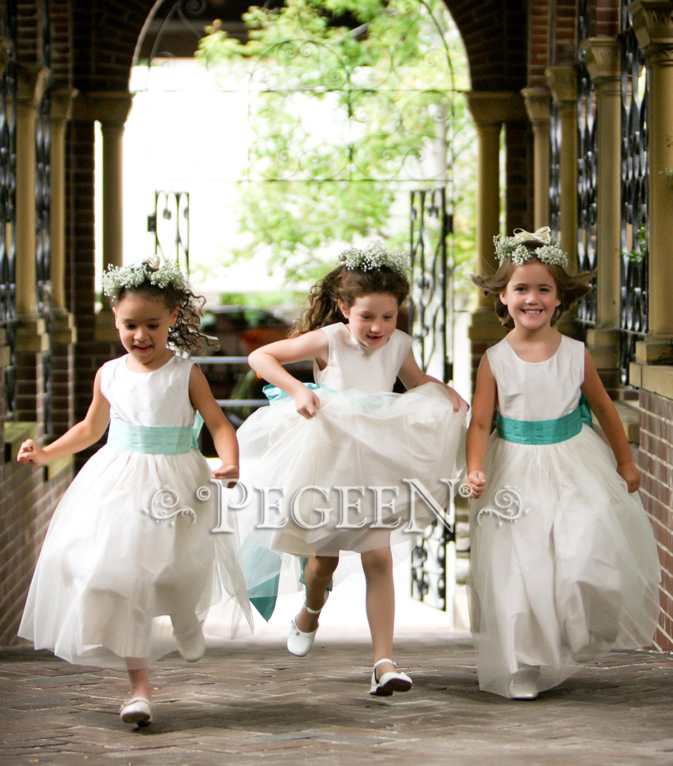 Mint flower girl driftier dress