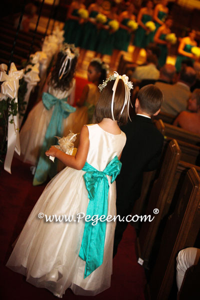 Pegeen aqua, tiffany blue and bisque creme or ivory tulle Wedding of the Year