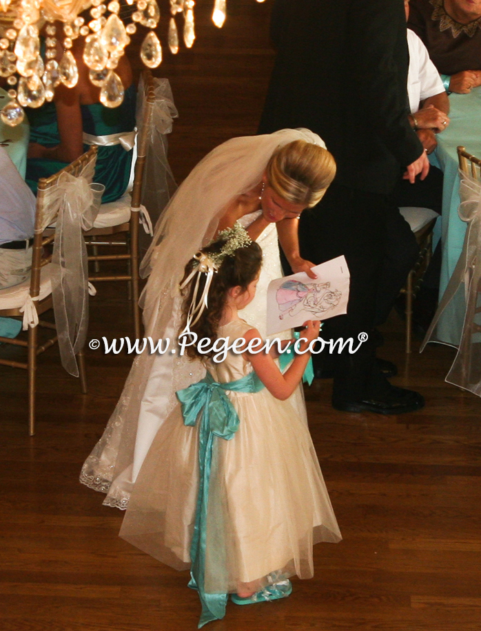 Pegeen aqua, tiffany blue and bisque creme or ivory tulle Wedding of the Year