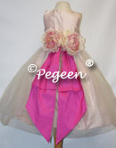 PINK AND HOT PINK SILK TULLE FLOWER GIRL DRESSES