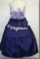 purple grape and ivory silk flower girl dresses