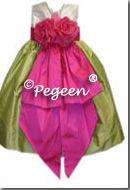 Hot Pink and green citrus infant flower girl dresses