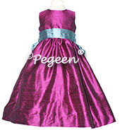 Berry and Storm Blue Flower Girl Dress by Pegeen Classics Style 398
