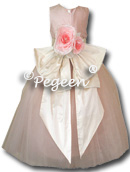 BABY PINK AND IVORY SILK TULLE FLOWER GIRL DRESSES