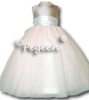 BABY PINK AND IVORY SILK TULLE FLOWER GIRL DRESSES