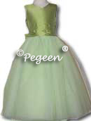 sprite green ballerina style FLOWER GIRL DRESSES with layers and layers of tulle