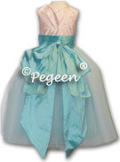 Pink and tiffany blue silk tulle flower girl dresses