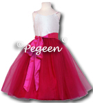 BABY PINK AND RASPBERRY SILK TULLE FLOWER GIRL DRESSES