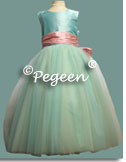 Tiffany blue and pink tulle flower girl dresses