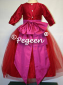 Shocking hot pink and red tulle flower girl dresses - customized in 200 silk colors