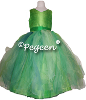 Tinkerbell Fairy Tulle Flower Girl Dress in Green by Pegeen Couture