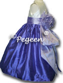 violet and lilac and ivory flower girl dresses - customized in 200 silk colors