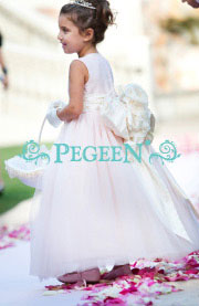 flower girl dresses in Tiffany blue and chocolate brown with matching ring bearer suit