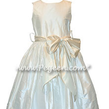 New Ivory and Bisque Silk Flower Girl Dresses Style 300 | Pegeen