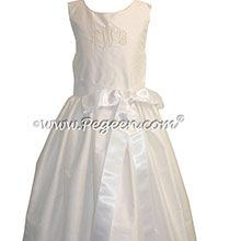 Antique White Silk Flower Girl Dresses style 318 With Pleated Skirt by Pegeen