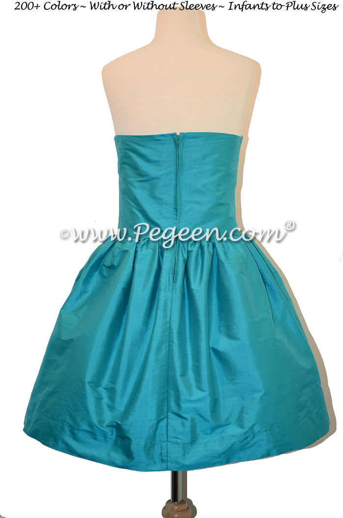 Oceanic (Turquoise) Strapless Jr Bridesmaids Dress