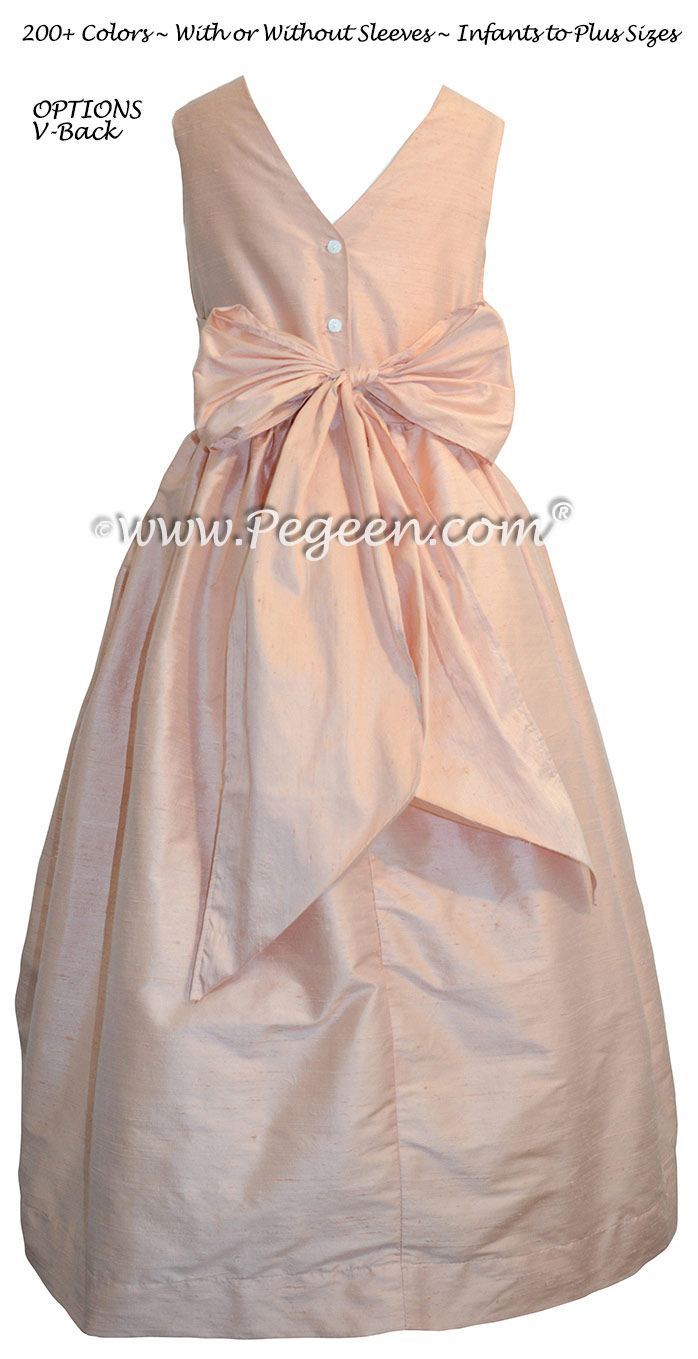 Peony Pink silk Flower Girl Dresses Style 318