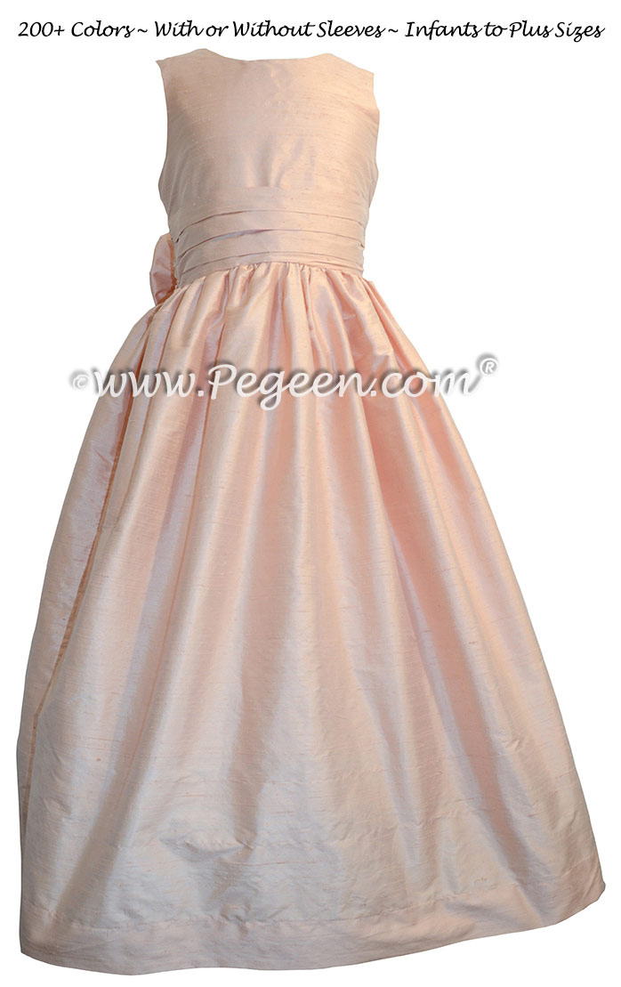 Peony Pink silk Flower Girl Dresses Style 318
