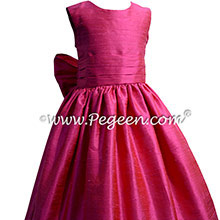 Shock Hot Pink Silk flower girl dresses for your wedding party by PEGEEN