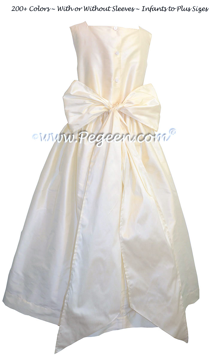Custom silk flower girl dresses in New Ivory from the Classic Collection