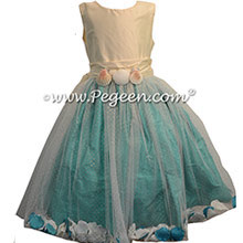 Bisque Silk and Bermuda FLOWER GIRL DRESSES with TULLE - style 333 by pegeen