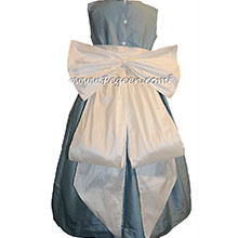 New Ivory and Caribbean Blue flower girl dresses Style 345