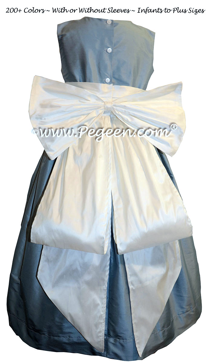 New Ivory and Caribbean Blue flower girl dresses