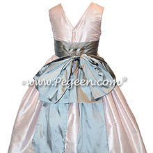 Peony Pink and Medium Gray Flower Girl Dresses Style 345