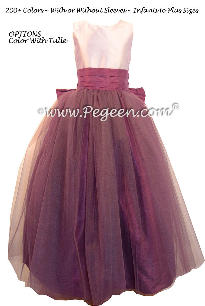 Flower Girl Dresses in Eggplant and Lavender Silk and Tulle ballerina style