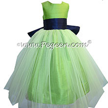 Flower Girl Dresses in Navy Blue and Apple Green Style 356 by Pegeen