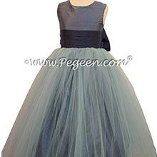 Flower Girl Dresses in Arial Blue and Navy Blue Style 356 by Pegeen