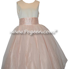 Ivory and blush pink tulle custom silk flower girl dresses - Pegeen Classic Style 356