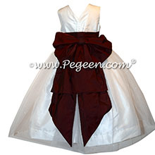Burgundy Silk CUSTOM FLOWER GIRL DRESSES style 356 by Pegeen with Cinderella Bow