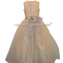 Buttercreme and Gray Tulle Custom Flower Girl Dresses style 356