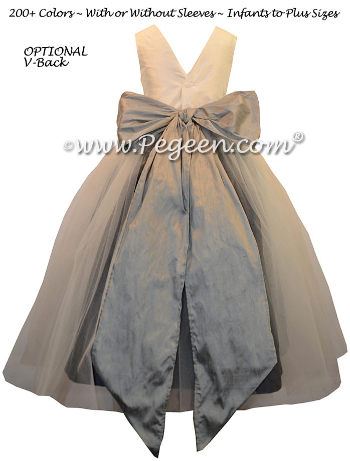 Medium Gray and Pewter Custom Flower Girl Dresses Style 356