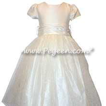 Antique White First Communion Dress with 1/4 Cap Sleeves Style 356