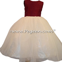 Eggplant and Ivory Tulle and Silk Flower Girl Dresses